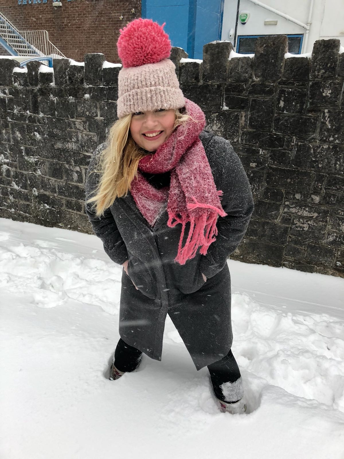 Tara Povey in the snow in Devon